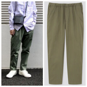 Uniqlo Cotton Pull On Relaxed Ankle Pants Tapered Leg Mens Large Green
